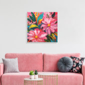 Roze Floral Canvas Afdruk (Insitu (Woonkamer))