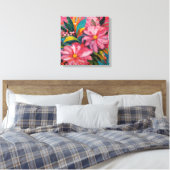 Roze Floral Canvas Afdruk (Insitu (Slaapkamer))
