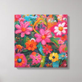 Roze Floral Canvas Afdruk