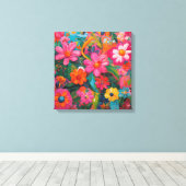 Roze Floral Canvas Afdruk (Insitu (Houten vloer))