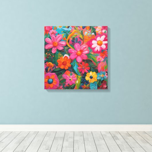 Roze Floral Canvas Afdruk (Insitu (Houten vloer))