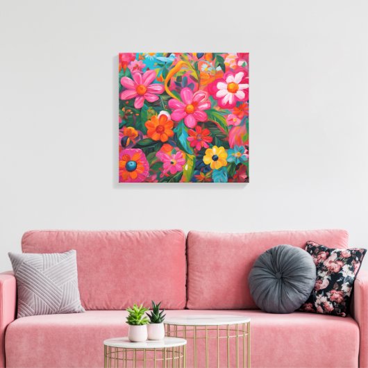 Roze Floral Canvas Afdruk (Insitu (Woonkamer))