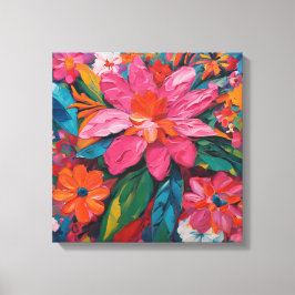 Roze Floral Canvas Afdruk