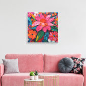Roze Floral Canvas Afdruk (Insitu (Woonkamer))