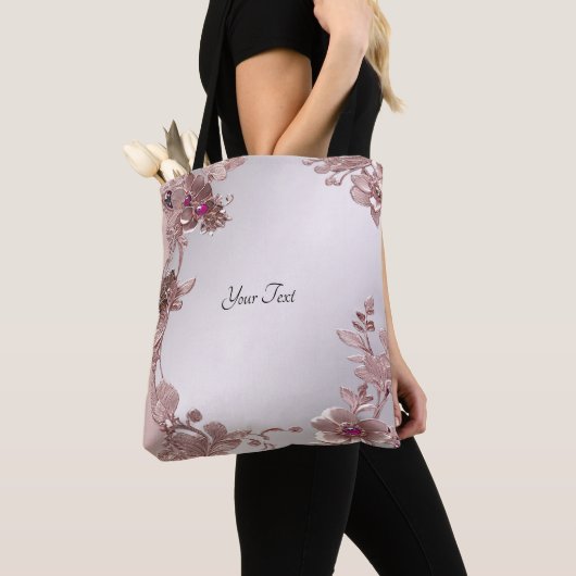 Roze Floral Canvas tas (Dichtbij)