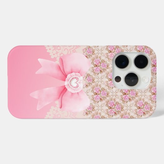 Roze Floral Case-Mate iPhone Case (Achterkant (horizontaal))