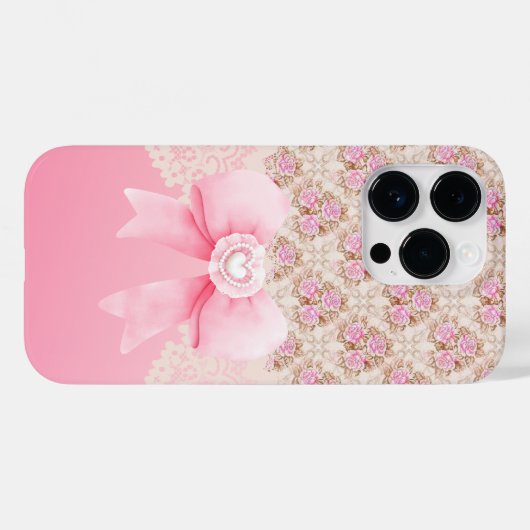 Roze Floral Case-Mate iPhone Case (Achterkant (horizontaal))