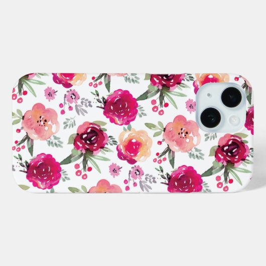 Roze Floral Case-Mate iPhone Case (Achterkant (horizontaal))