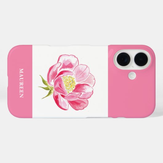 Roze Floral Case-Mate iPhone Case (Achterkant (horizontaal))