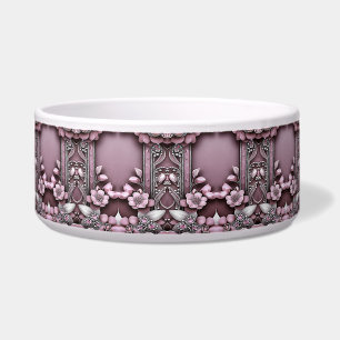 Roze Floral Ceramic Pet Bowl Voerbakje