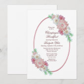 Roze Floral Champagne Breakfast Vrijgezellenfeest Kaart (Voorkant / Achterkant)