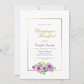 Roze Floral Champagne Breakfast Vrijgezellenfeest Kaart (Voorkant)