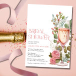 Roze Floral Champagne Glass Vrijgezellenfeest Kaart<br><div class="desc">Ben je op zoek naar een waterverf brudale doucheuitnodiging? Bekijk deze Roze Floral Champagne Glass Bridal Shower uitnodiging. Het is voorzien van een prachtige illustratie van de waterverf met roze rozen voor een romantische aanraking. U kunt uw details op de gebieden van de sjabloon zeer gemakkelijk toevoegen of zelfs de...</div>