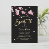  Roze Floral Cherry Blossom Sakura Sweet 16 Kaart (Staand voorkant)