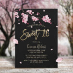 Roze Floral Cherry Blossom Sakura Sweet 16 Kaart<br><div class="desc">Elegant Pink Floral Cherry Blossom Elegant Sweet 16 uitnodigingen.</div>