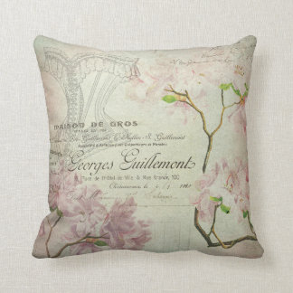 Roze Floral  Chic French Script Home Decor Kussen