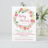 Roze Floral Circle Wreate - 3x5 Baby shower nodigt Kaart (Staand voorkant)