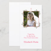 Roze Floral Corners Religieuze Hartelijk dank Bedankkaart (Voorkant / Achterkant)