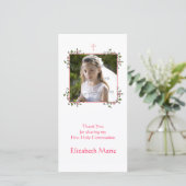 Roze Floral Corners Religieuze Hartelijk dank Bedankkaart (Staand voorkant)