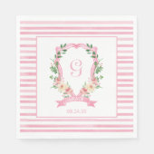 Roze Floral Crest Baby shower Napkins Servet (Voorkant)