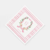 Roze Floral Crest Baby shower Napkins Servet (Hoek)