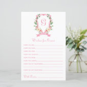 Roze Floral Crest Wishes for Baby (Staand voorkant)
