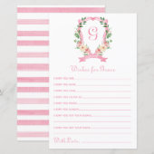 Roze Floral Crest Wishes for Baby (Voorkant / Achterkant)