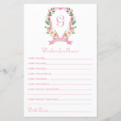 Roze Floral Crest Wishes for Baby (Voorkant)