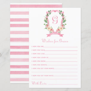 Roze Floral Crest Wishes for Baby