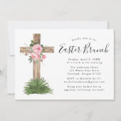 Roze Floral Cross Easter Brunch Kaart (Voorkant)