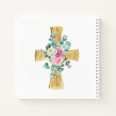 Roze Floral Cross First Community Guestbook Notitieboek (Achterkant)