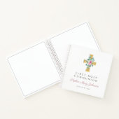 Roze Floral Cross First Community Guestbook Notitieboek (Binnen)