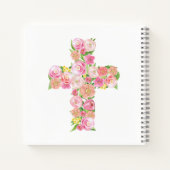 Roze Floral Cross First Community Guestbook Notitieboek (Achterkant)
