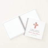 Roze Floral Cross First Community Guestbook Notitieboek (Binnen)