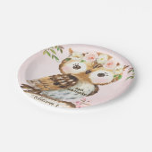Roze Floral Crown Owl Birthday Paper Bord (Gekanteld)
