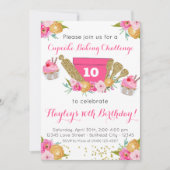 Roze Floral Cupcake Baking Challenge Birthday Kaart (Voorkant)