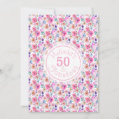 Roze Floral Custom 50 and Fabulous 50th Birthday Kaart (Achterkant)