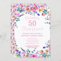 Roze Floral Custom 50 and Fabulous 50th Birthday