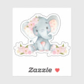 Roze Floral Cute Baby Elephant zonder vinyl Sticker (Vel)