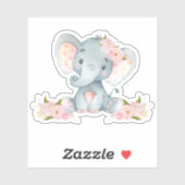 Roze Floral Cute Baby Elephant zonder vinylseptisc Sticker (Vel)