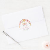 Roze Floral Cute Bunny Rabbit 1e eerste verjaardag Ronde Sticker (Envelop)