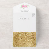 Roze Floral Cute Princess Carriage Baby shower All In One Uitnodiging (Buitenkant)