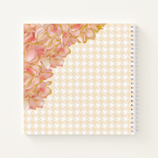 Roze Floral Daily Planner Houndstooth Name Modern Notitieboek (Achterkant)