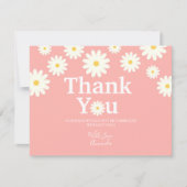Roze Floral Daisy Dank je wel Bedankkaart (Voorkant)