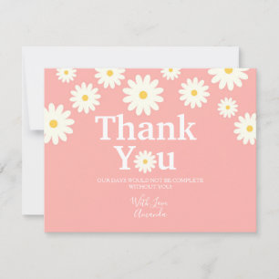 Roze Floral Daisy Dank je wel Bedankkaart