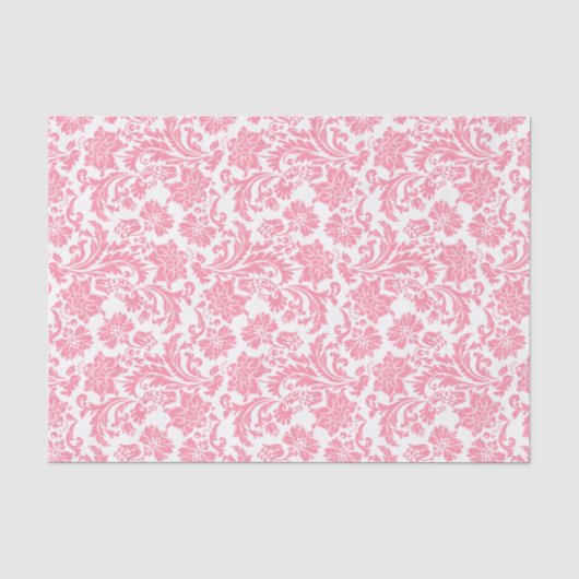 Roze Floral Damaskers op witte veranderbare achter Tissuepapier (Voorkant)