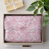 Roze Floral Damaskers op witte veranderbare achter Tissuepapier (Geschenk)