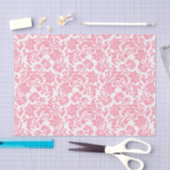 Roze Floral Damaskers op witte veranderbare achter Tissuepapier (Craft)