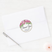 Roze Floral - Dank je Ronde Sticker (Envelop)