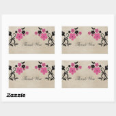 Roze  Floral Dank je Stickers (Vel)